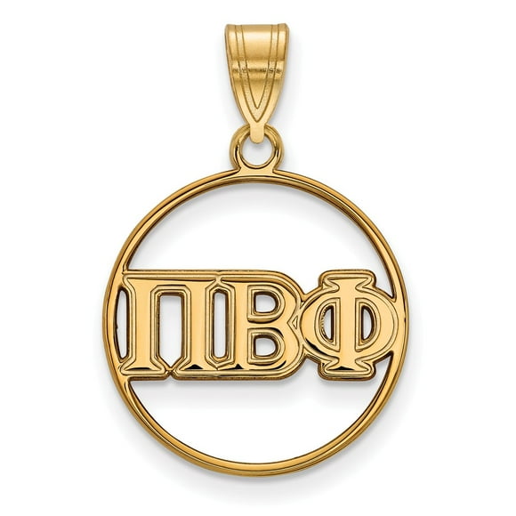 Solid 925 Sterling Silver with Gold-Toned Pi Beta Phi Small Pendant 15mm x 13mm 